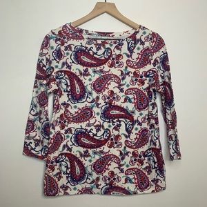 Talbots Paisley Long Sleeve Cotton Shirt